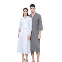 Summer Plus Size Men's Sleepwear Bathrobe Kimonos Collar Bath Robe Solid Hotel Spa Waffle Bathrobes
