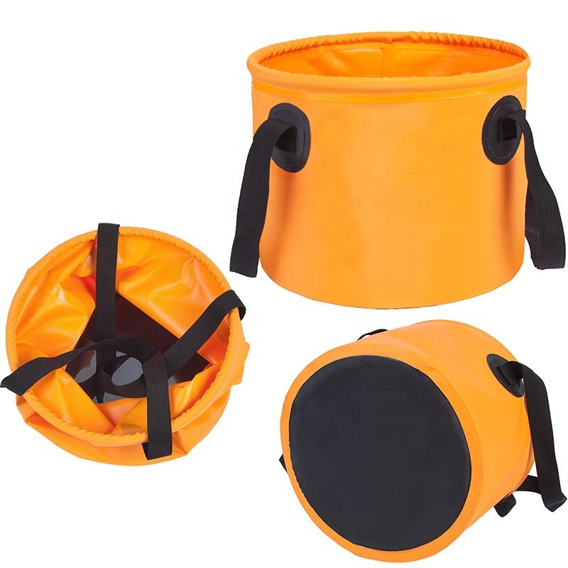Custom 500D PVC Tarpaulin Foldable Camping Portable Foot Bath Barrel Travel Collapsible Buckets 11L-30L