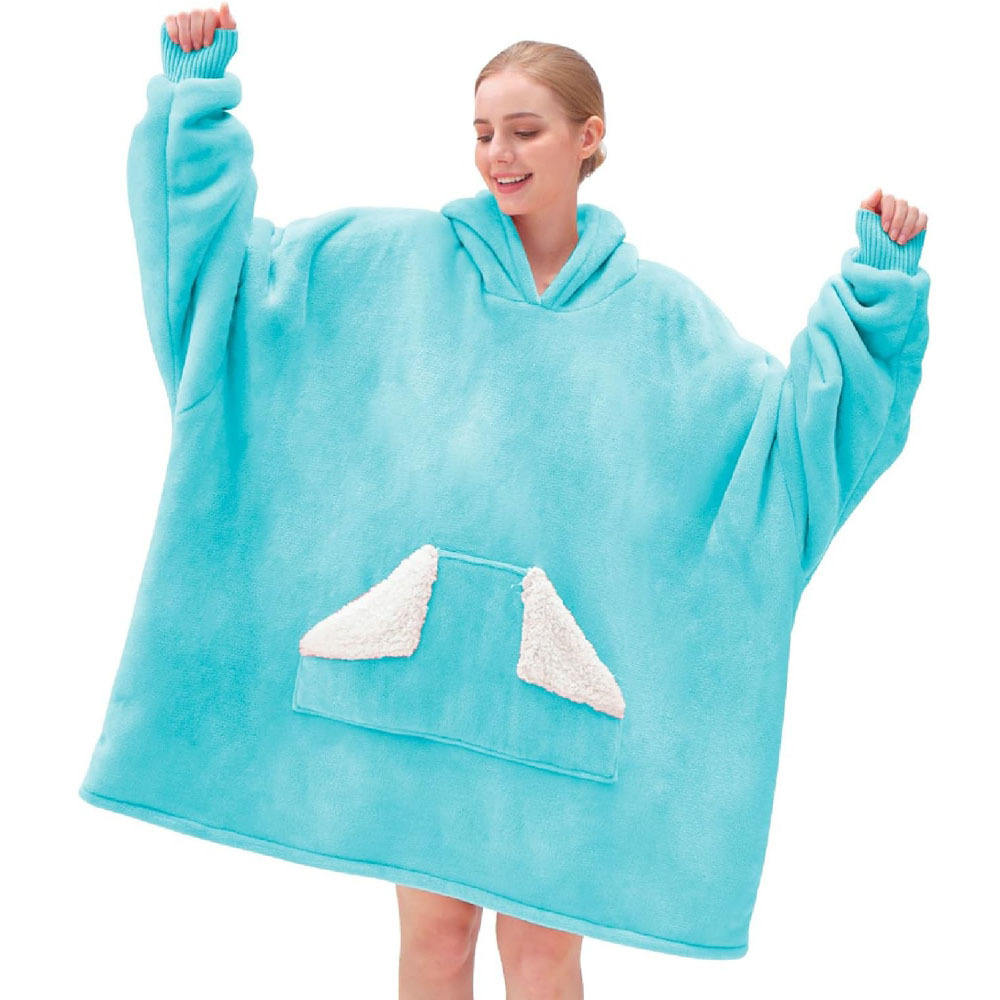 Modern Oversized Sherpa Fleece Sweatshirt Wearable Hoodie Blanket Home Casual Hooded Blanket